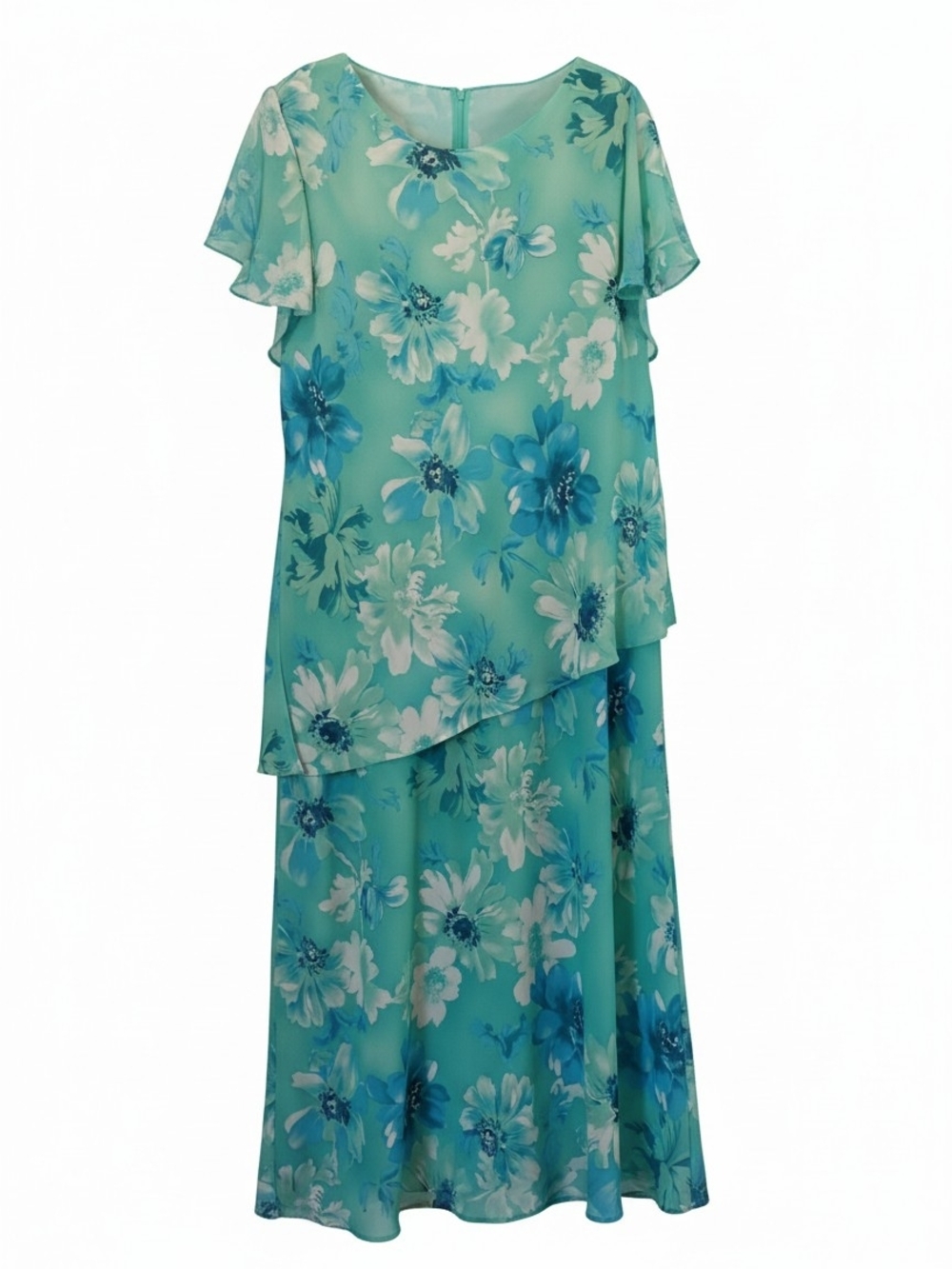 Cato Teal Green Floral Chiffon Dress